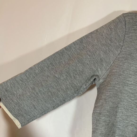 Topshop Grey & White Sweater Ribbed Collar Top - Picture 2 of 10